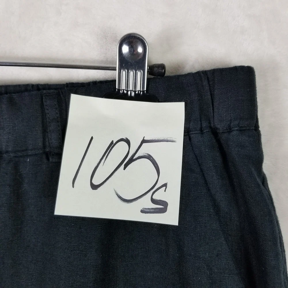 Quince Linen Pants Women XL Black Elastic Waist Tapered Relaxed Sustainable